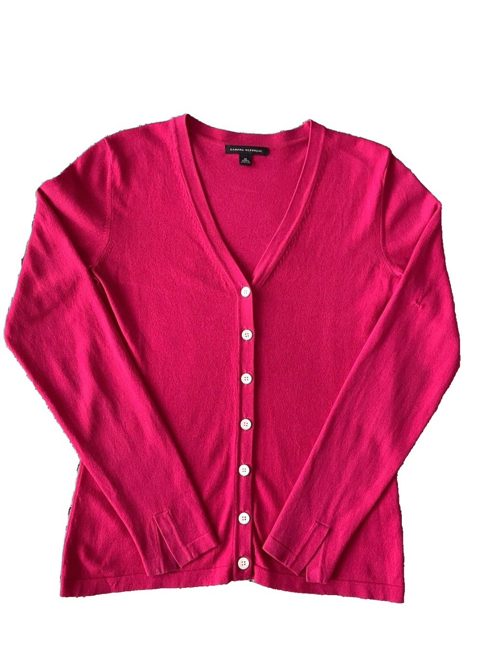 Banana Republic Pink Fitted Cardigan Size M Stretch Lightweight Preppy Office